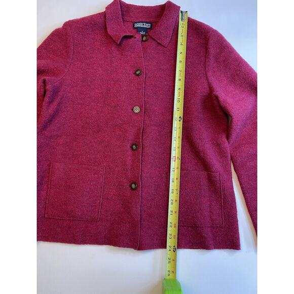Lands End Wool Red Cardigan Sweater Button Down Coat Women's Size 6 EUC - Picture 6 of 7